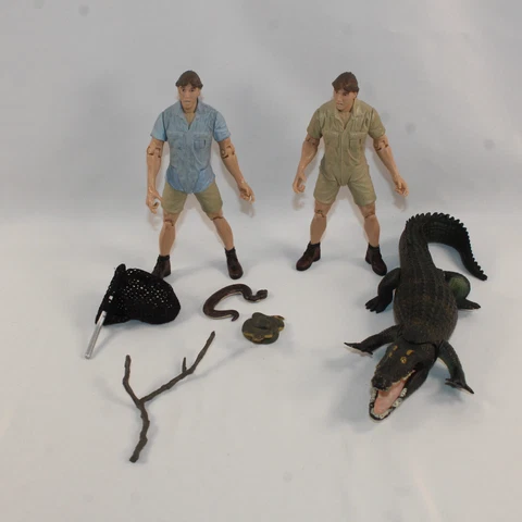 Lot of 2 Steve Irwin The Crocodile Hunter by N Toys 2000 VTG Action Figure Cover