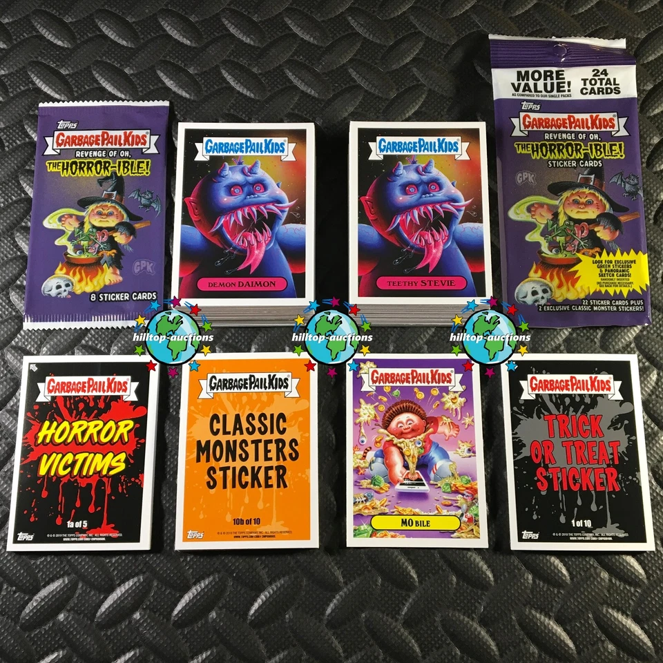 GARBAGE PAIL KIDS REVENGE OF OH THE HORROR-IBLE 241-CARD MASTER SET +3X WRAPPERS - Image 1 of 1