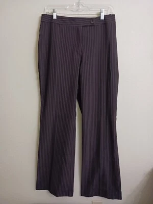 Hillard and Hanson Womens 10 Dark Brown Pinstripe Stretch Slacks - Image 1 of 3