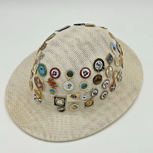 Scottish Highland Games Pins Lot on Brookstone Safari Hat Southeast US NC VA GA - Picture 1 of 14