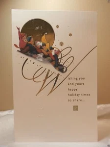 CARTOLINA Stagionale Natalizia Neve Slitta Auguri Regalo Post Vintage - Foto 1 di 5