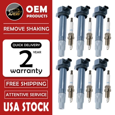 6X Ignition coil + 6X Spark Plugs For 2006-2010 Chrysler Dodge 4.0L 2.7L 3.5L  Foto 1 de 4