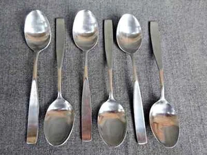 Lot of 6 The Cellar CLF19 Glossy Stainless JAPAN Oval Soup Place Spoons 18-8 - Picture 1 of 2