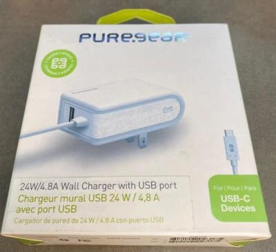Pure Gear Wall Charger with USB - A port Charges USB-C Devices 24 W - Image 1 of 2