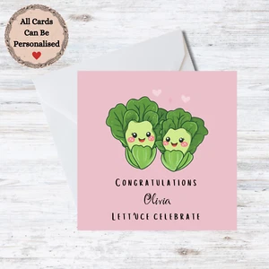 Handmade Personalised Celebration Card - Lettuce Customisable Name - Picture 1 of 1