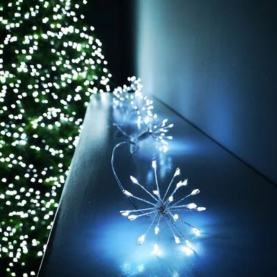 SAMUEL ALEXANDER 200 LED 10 Starburst Premier Christmas Outdoor Battery Timer Lights Cool White