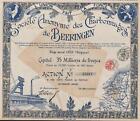 BELGIUM BEERINGEN COAL MINES stock certificate 1919