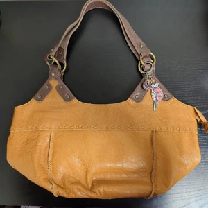 THE SAK Cartera de Cuero Suave Marrón Bolso Cubo de Hombro Bolso Hobo Boho Hippie Owl - Imagen 1 de 12