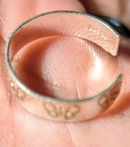 925 Silber Zehenring mit Gravur Schmetterlinge rundum - Bild 1 von 9