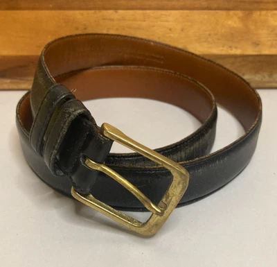 Cinturón de cuero negro Coach 5800 vintage 36 hebilla de latón macizo hecho en EE. UU. Foto 1 de 4