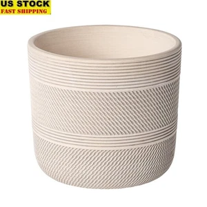 Keramik Übertopf 8 Zoll rund gerillt Indoor Topf mit Drainage Sukkulenten Neu - Bild 1 von 7