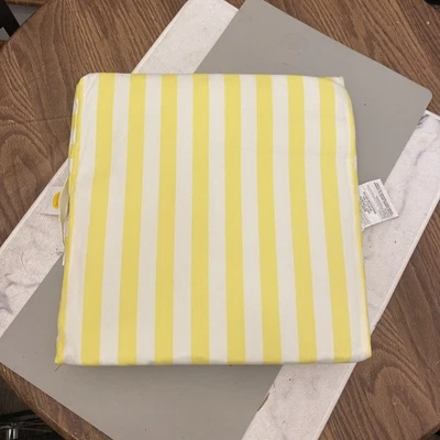 Sun Squad Floor/Outdoor Cushions 18”x 18”x 3.5” Yellow/White/Stripe NEW - Image 1 of 4