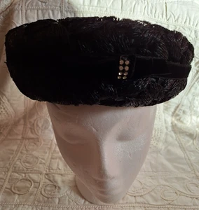 Vintage Womens Hat Black United Hatters Cap Workers Union Vintage Medium - Picture 1 of 5