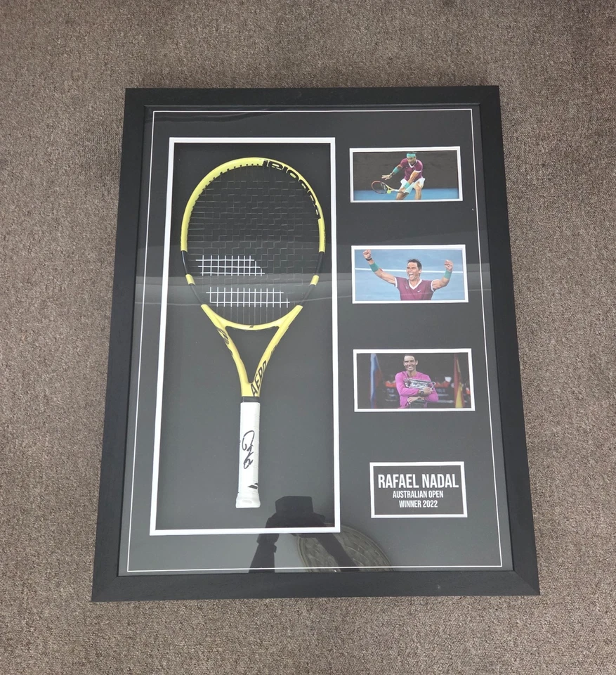 Raqueta de Tenis Babolat Oficial Firmada y Enmarcada Rafael Nadal con Certificado de Autenticidad y Foto Foto 1 de 4