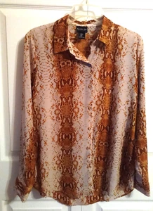 Rachel Zoe Beige/Rust Print Blouse, Size M - Picture 1 of 3