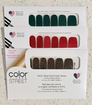 Color Street SOLD OUT Midnight Holly & Fir Real + Rudolph’s Nose Lot READ 🎄 - Image 1 of 4