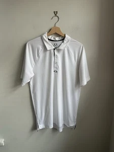 Oakley White Central Logo Golf Polo Shirt - Size M - Excellent Condition - Picture 1 of 7