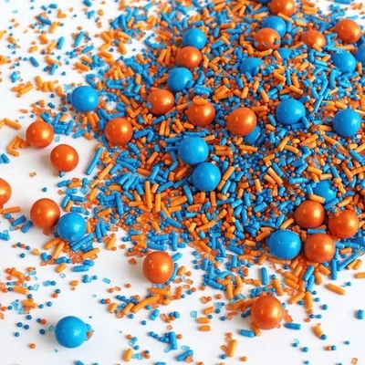 2X Sprinkle Pop Party Supplies Blue & Orange Sporty Mix Blippi Jimmies 4ozEa - Image 1 of 3