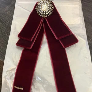 Bowknot Rhinestone Ribbon Bow Brooch Pre-Tied Bow tie Neck Tie Red #1406 - Picture 1 of 5