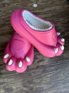 Pink Monster Feet Funny Slippers Rubber sturdy outer medium 7-8 (E4) - Picture 1 of 4