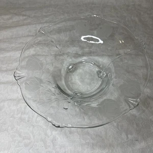 Vintage Fostoria geätzt Weizen Klarglas 3 Fuß Salat Obst Schüssel 11,5" - Bild 1 von 10