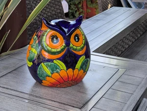 Maceta mexicana Sunflower Owl | Cerámica Talavera Pottery funciona interior/exterior - Imagen 1 de 9