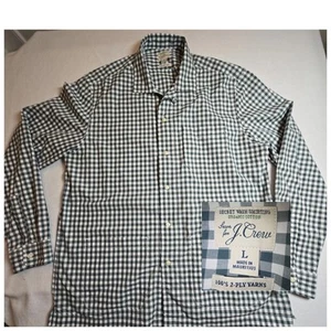 Camicia J Crew cotone biologico bottoni grandi rivisitata VERDE bianco tasche gingham - Foto 1 di 15