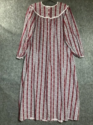 Camisola Lanz of Salzburg feminina média listra vermelha flanela manga longa renda - Imagem 1 de 4