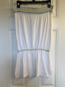 Vintage Y2K Boho Babydoll Röhrentop/Überwurf - weiß 100% Baumwolle bestickt Hippie - Bild 1 von 6