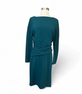 Worth New York Dress Women Jade Green Stretch Ponte Jersey Knit Shirred Size 14 - Image 1 of 4