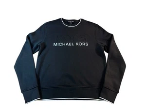 Michael Kors Mens Logo Pullover Crewneck Sweatshirt Black and white Sz S/P New - Picture 1 of 11
