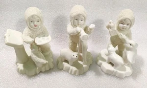 Lot/3 - Adorable Dept. 56 Christmas SNOWBABY w/ Animals Porcelain Figurines  - Picture 1 of 5