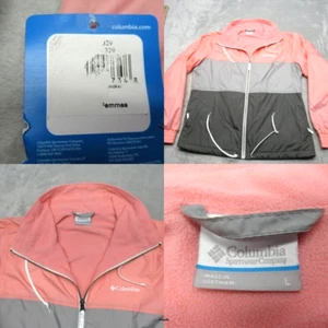 Columbia Fleece Jacket Womens Large Pink Coloblock Full Zip Windbreaker NEW - Picture 1 of 18