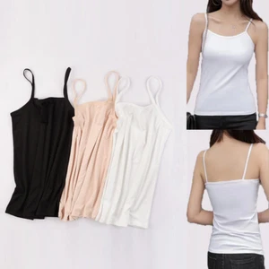 Womens Plain Sleeveless Camisole Vest Ladies Strappy Tank Tops T shirt Blouse - Picture 1 of 15