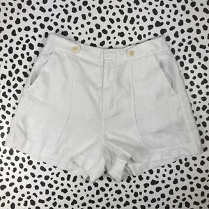 Pantalones Cortos MADEWELL Para Mujer DEF Limpios Botón-Tab Ojales Blanco Lino Talla 8 NR095 - Imagen 1 de 6
