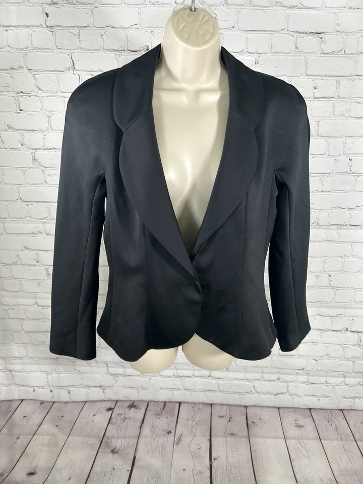 Chaqueta Blazer De Colección Victor Costa Para Nahdree Negra Sólida Botón Único Para Mujer’s 12 Foto 1 de 4