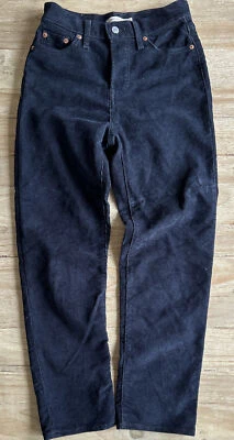 Levi's Jeans Women 25 (26x27) Wedgie Button Fly Washed Black Corduroy Stretch Foto 1 de 4