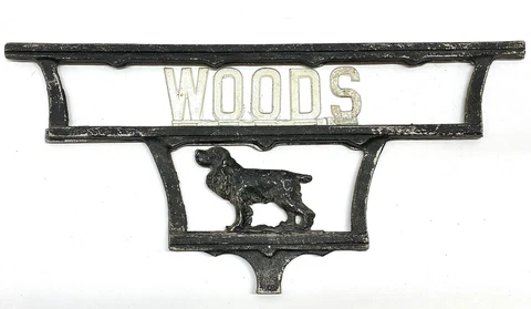 VTG MCM 1950s Aluminum Rare McNulty Design Studio Sign Nameplate Woods w/Dog Cover