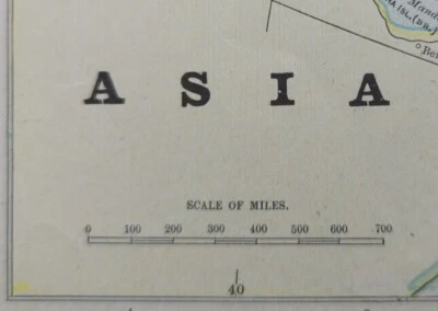 Vintage 1900 ASIA Map 22"x14" Old Antique Original CHINA INDIA TURKEY MONGOLIA - Image 1 of 4