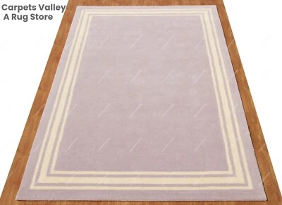 Border Purple Hand-Tufted Wool Handmade Area Rug Carpet for Home, Living Bedroom - Image 1 of 4