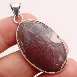 Diaspro Gemma 925 Ciondolo Placcato Argento Handmade Gioielli Regalo 4cm P-13198 - Foto 1 di 3