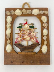 Galveston Key Holder Souvenir Wall Hanging Nautical Shells Ship Boat - Picture 1 of 9