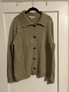 Debbie Morgan Women's Cardigan Size XL Collared Sweater Black Toggle Button NEW - Picture 1 of 5