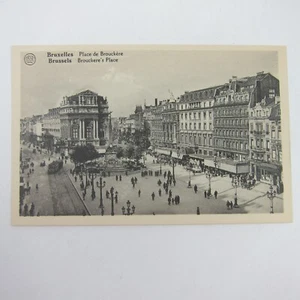Postcard Brussels Belgium Brouckere's Place Square Anspach Fountain Antique - Imagen 1 de 12