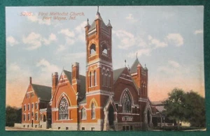 Nachlassverkauf ~ Vintage Postkarte - Erste methodistische Kirche, Fort Wayne, Indiana - Bild 1 von 2