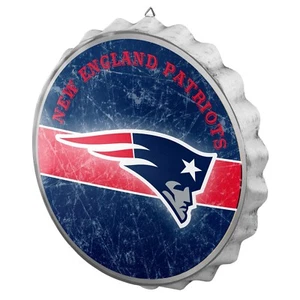 New England Patriots Bottle Cap Wall Sign Distressed Room Bar Decor Metal 13.5" - Picture 1 of 2