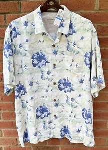 $118 TOMMY BAHAMA MENS 'HIBISCUS TERRACE’ HAWAIIAN SILK CAMP ALOHA SHIRT XL NWT - Picture 1 of 9