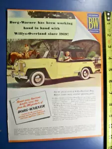 1949 Willys Jeepster Borg-Warner pubblicità auto mag di medie dimensioni - tema equitazione - Foto 1 di 1