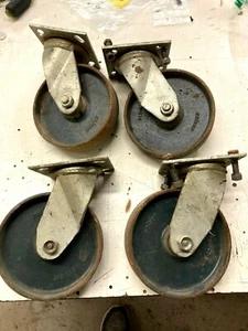 Set of 4  Colson Casters 6" X 1.5" Swivel Cast Iron  - Picture 1 of 6