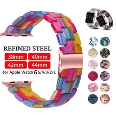 Resin iWatch Strap For Apple Watch Series 8 7 6 5 4 3 2 1 SE Watch Band Bracelet - Image 1 of 4
